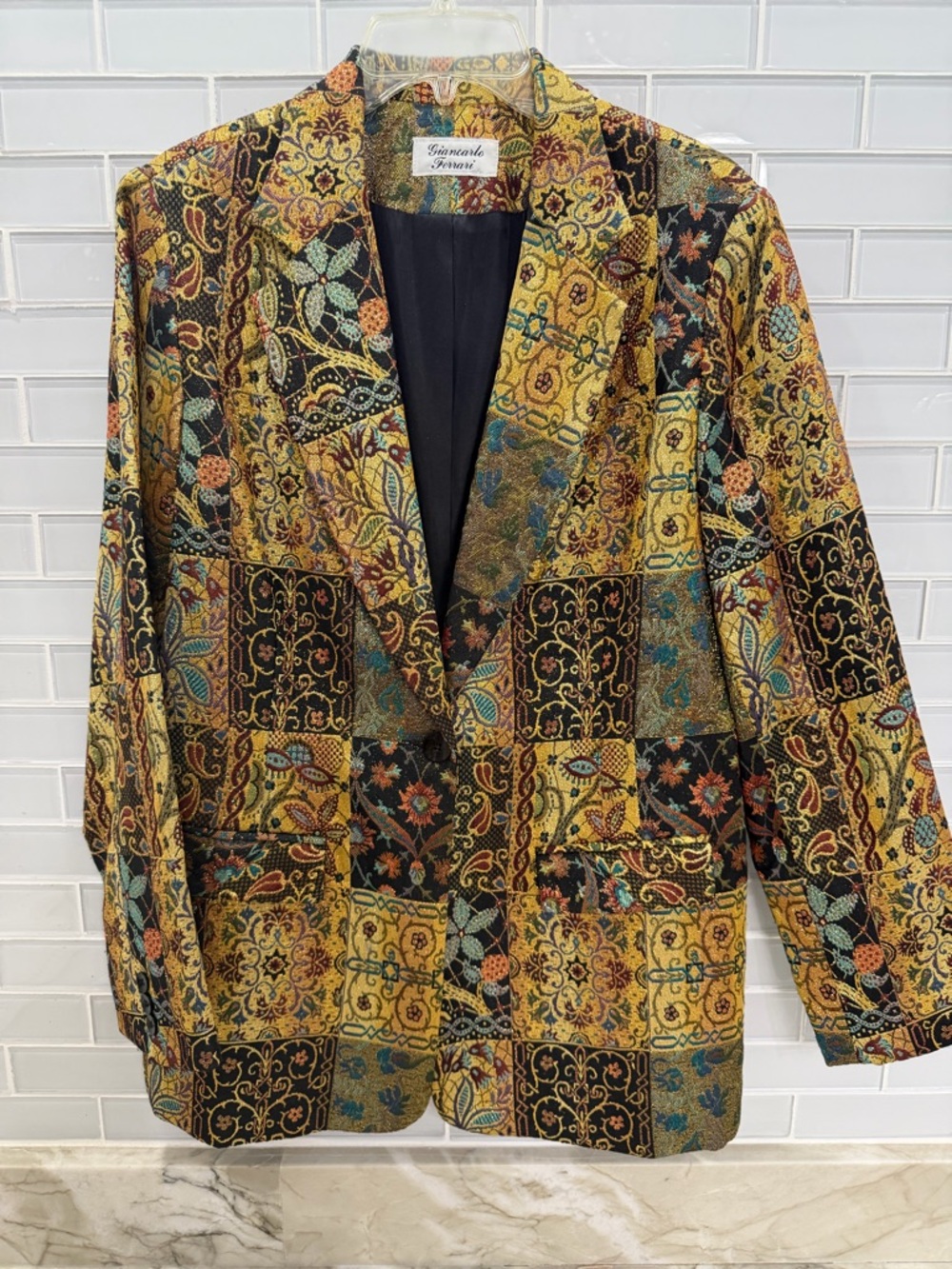 Giancarlo Ferrari Women’s Vintage Tapestry Patchwork Blazer Jacket Size 10